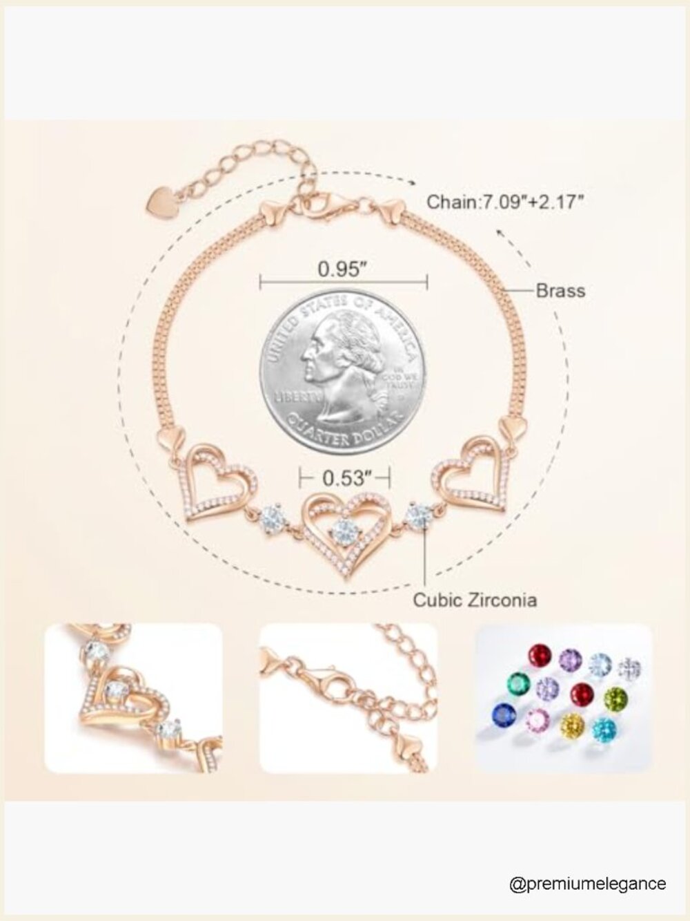 Forever Love Heart Charm Link Bracelet - Sterling Silver Birthstone Bracelet View 5